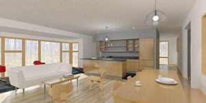 two story cabin with modern design